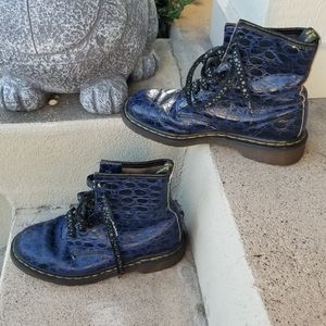 Dr Martens Blue Croc Boots UK SIZE 5 Vintage